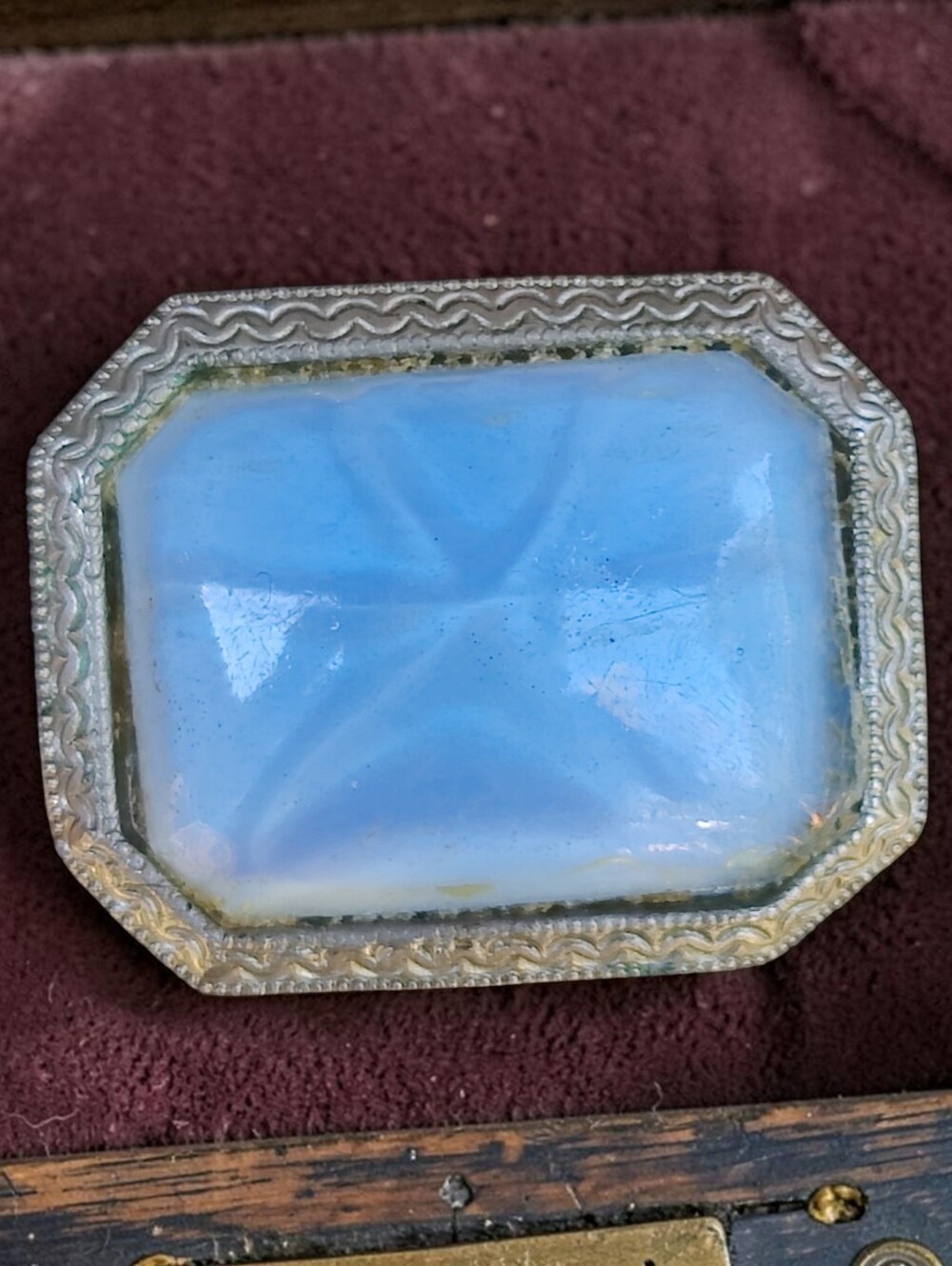 Antique Star Sapphire Czech Glass Brooch